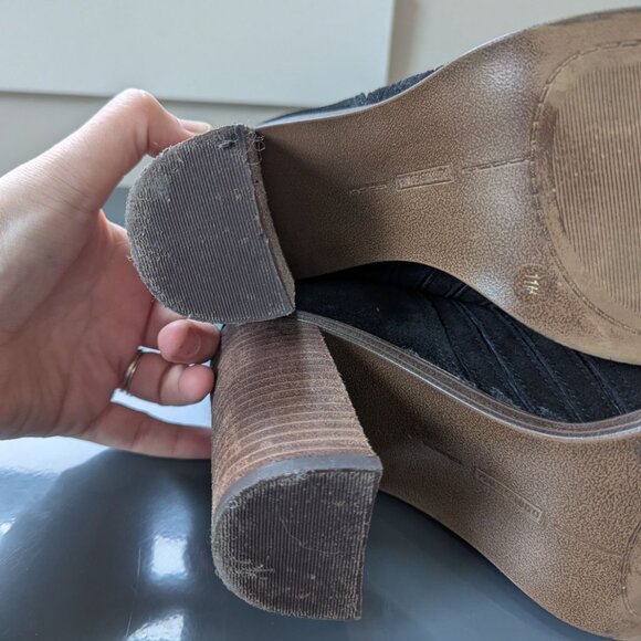 Vince Camuto black Suede Western Cowboy Bootie Chunky Heel - Picture 12 of 15